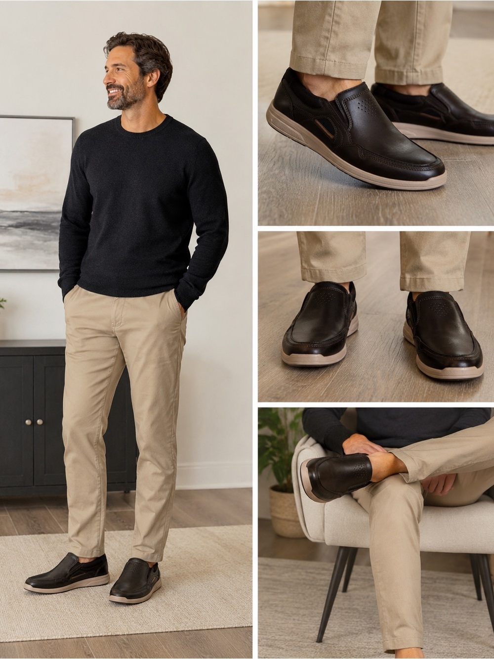Rockport CH3716 Leather Slip-On Loafers Men’s 10 truTECH Memory Foam